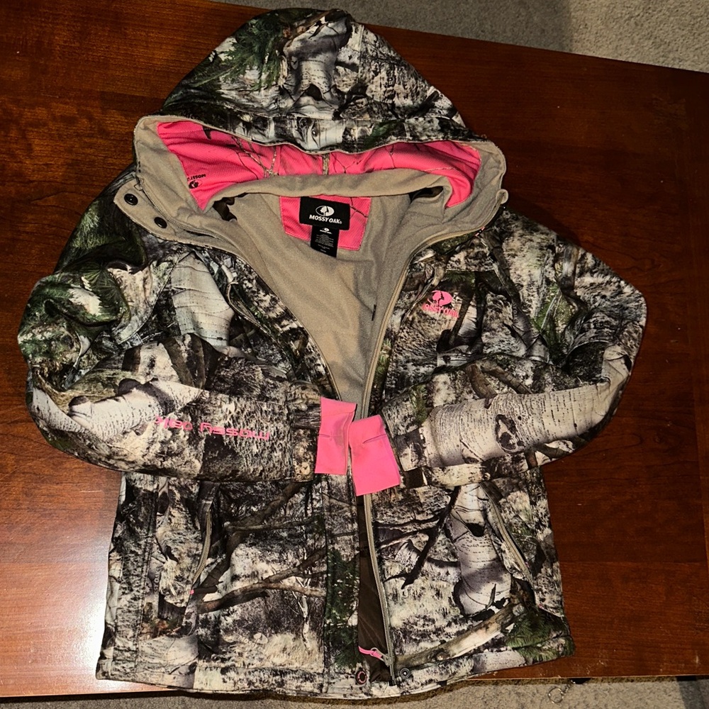 Mossy Oak Kids Camouflage Jacket with Pink Lining